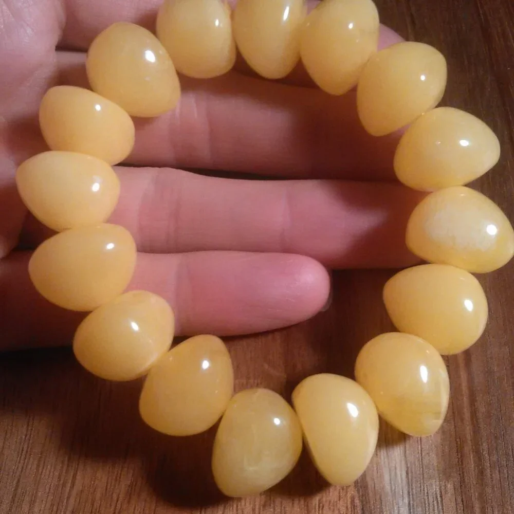 Golden Color Lab Created Light Amber Nuggets Stretch Bracelet